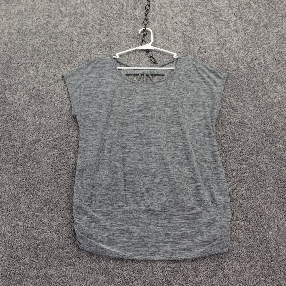 Apt 9 Short Sleeve Top Womens Medium Gray Strappy Back Space Dye Dolman Tee